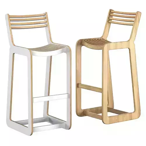 D-Bar Chair Slatted 3D model