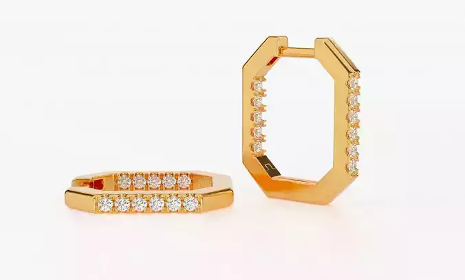 Octagonal earrings with 11 diamonds