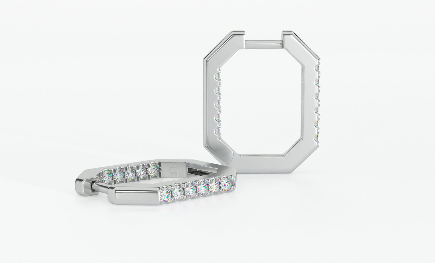 Octagonal earrings with 11 diamonds 3D print model_3