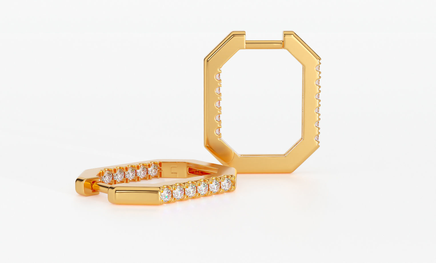 Octagonal earrings with 11 diamonds 3D print model_1