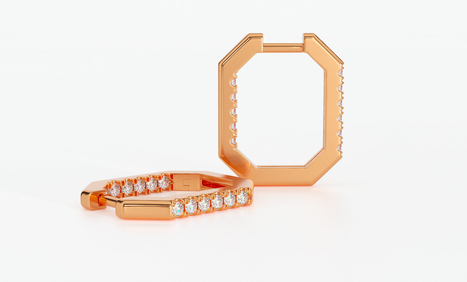 Octagonal earrings with 11 diamonds 3D print model_5