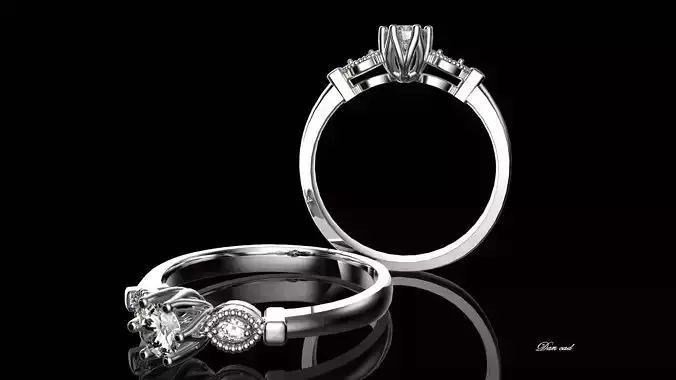 Engagement ring with round center stone  3D print