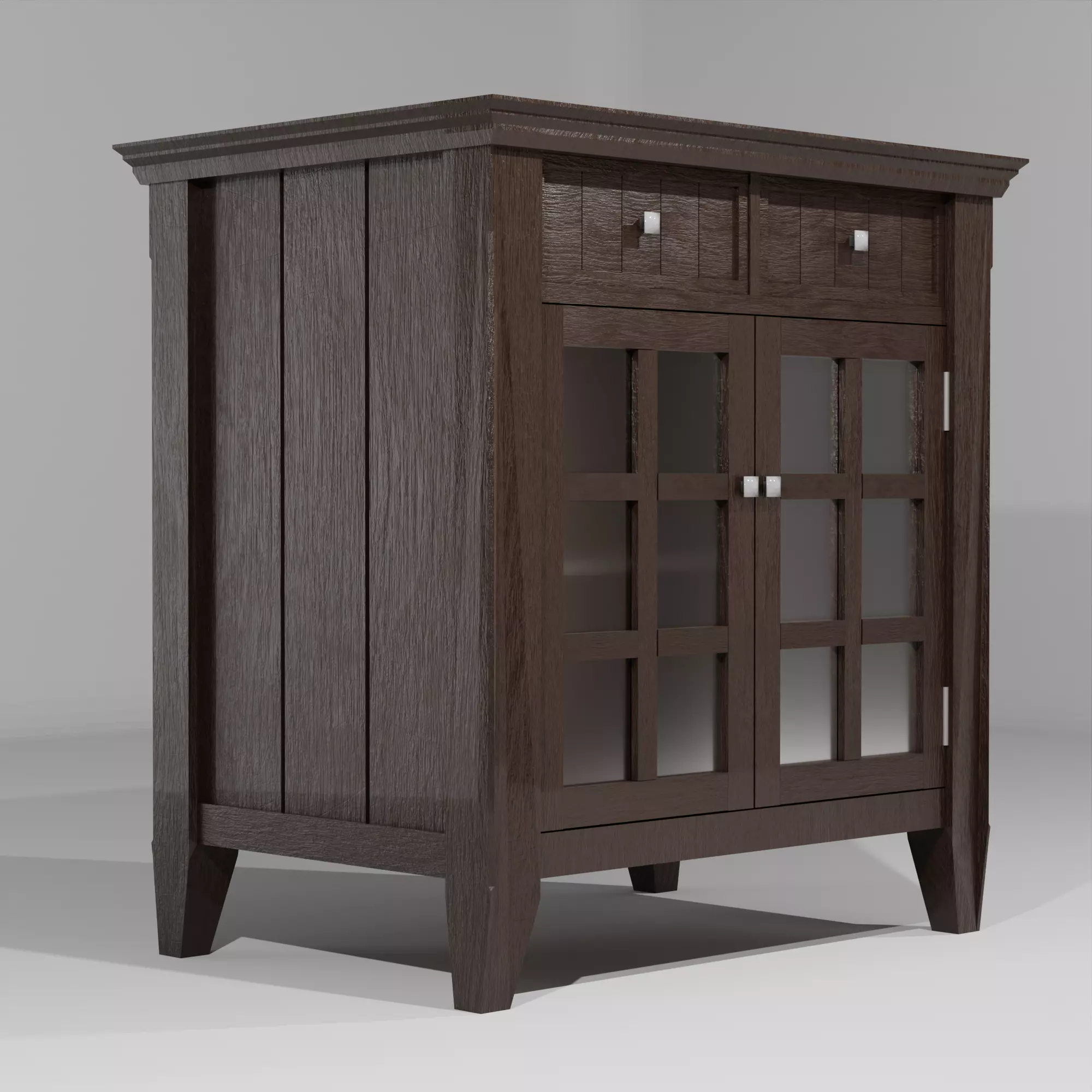 Cabinet wooden with glass doors Free 3D model