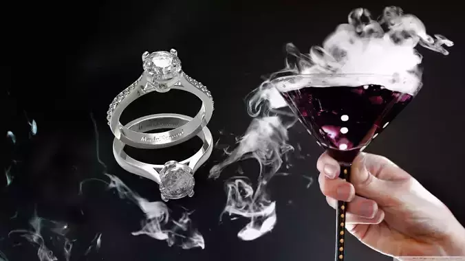 Soliter engagement ring with sapphires 3D print model