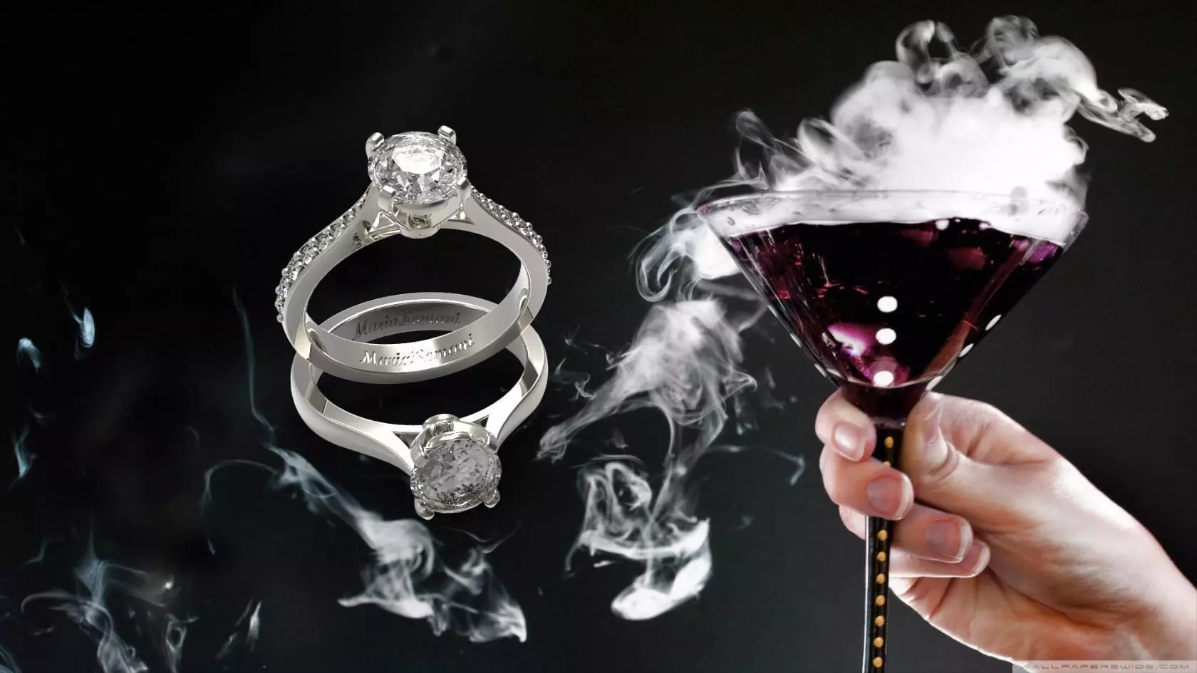 Soliter engagement ring with sapphires 3D print model_0