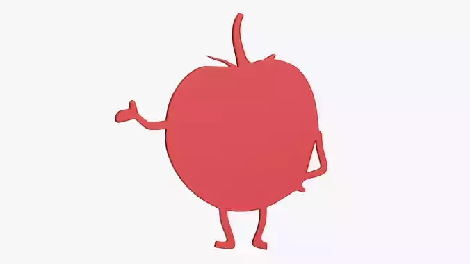Tomato cartoon character magnet sticker Free 3D model