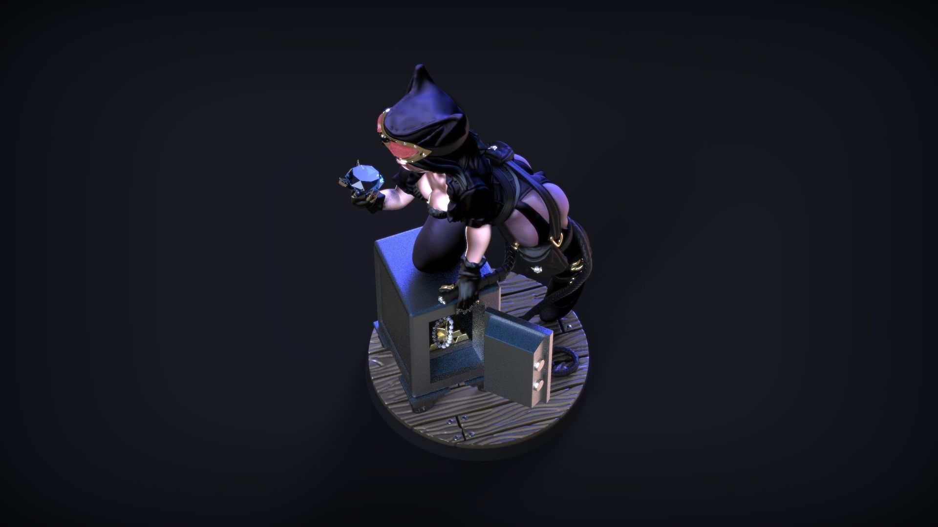 Catwoman Steampunk Pinup 3D print model_29