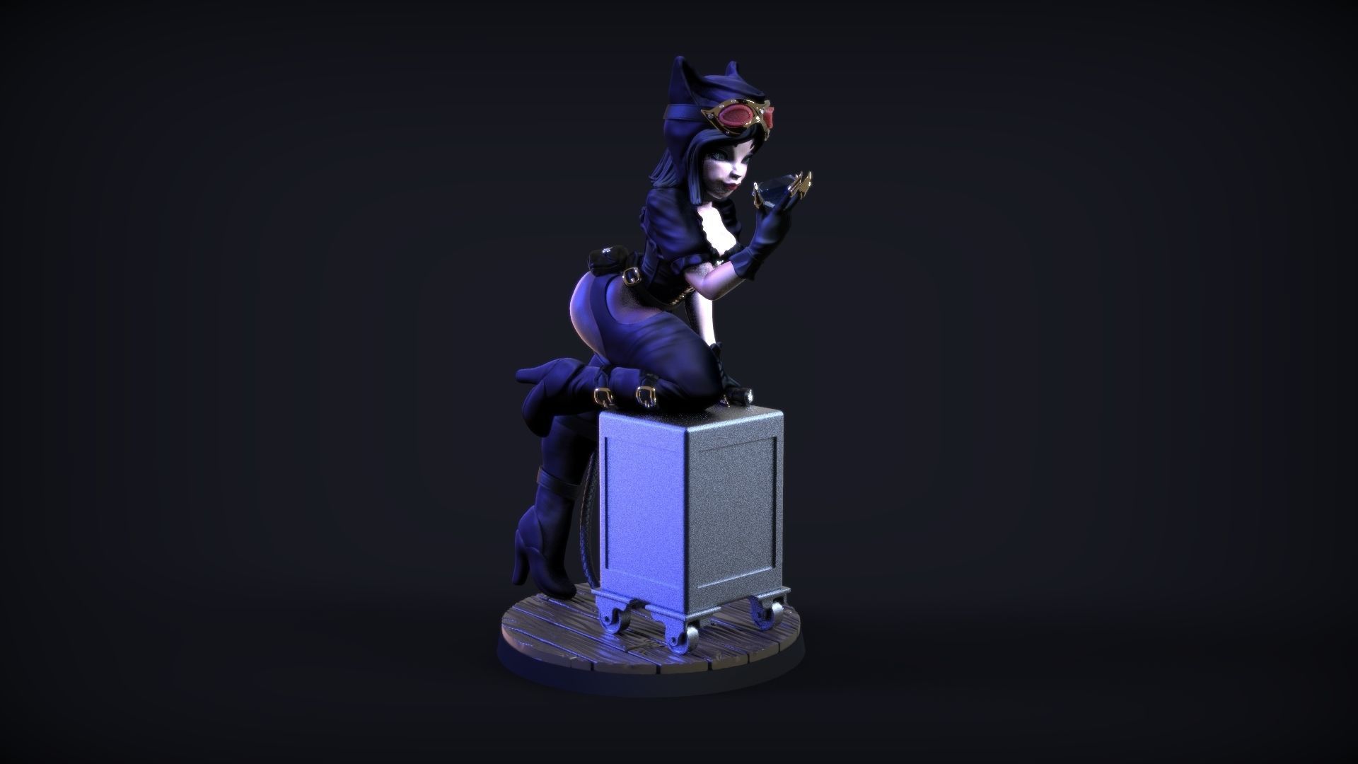 Catwoman Steampunk Pinup 3D print model_26