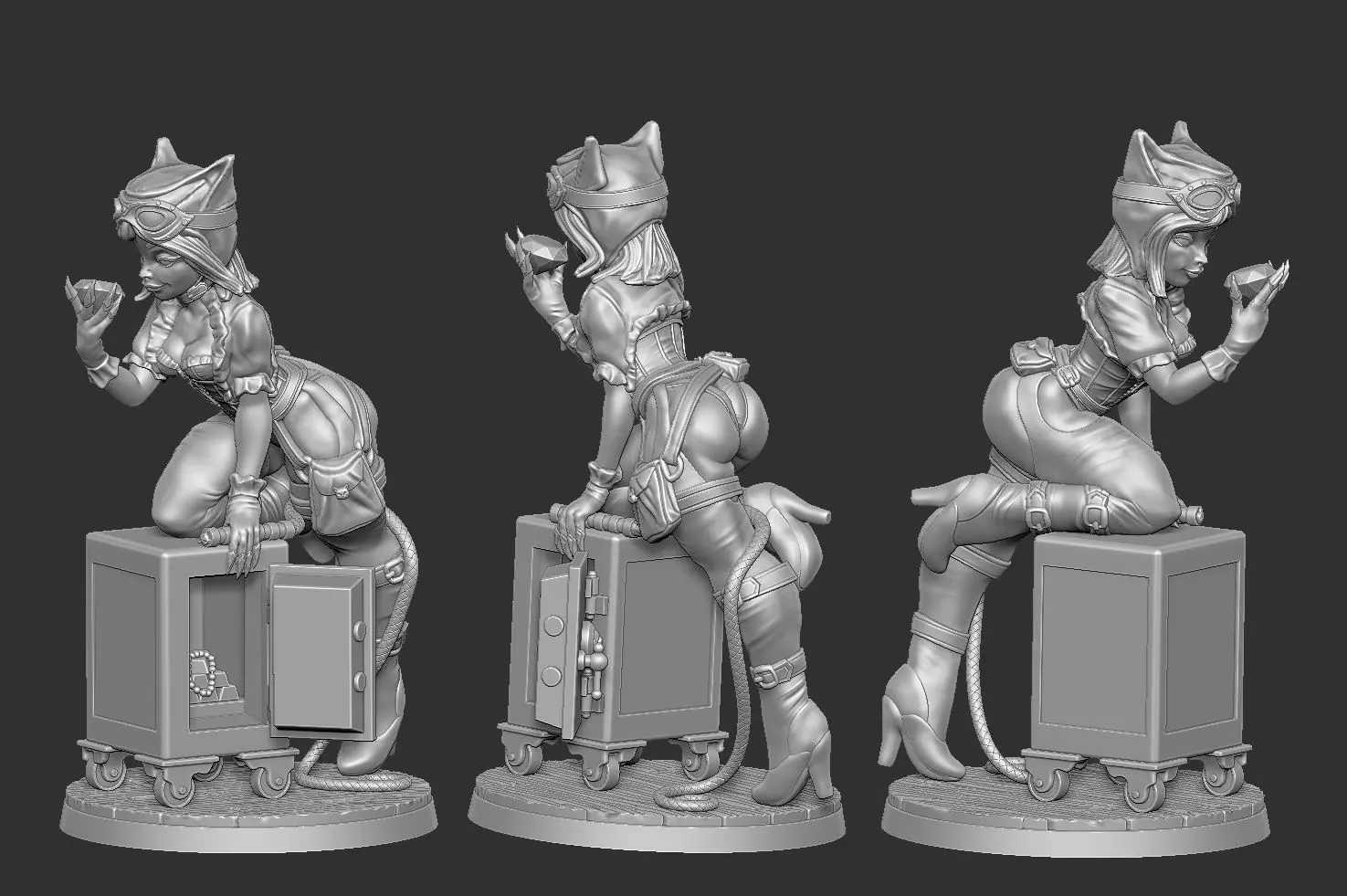 Catwoman Steampunk Pinup 3D print model_0