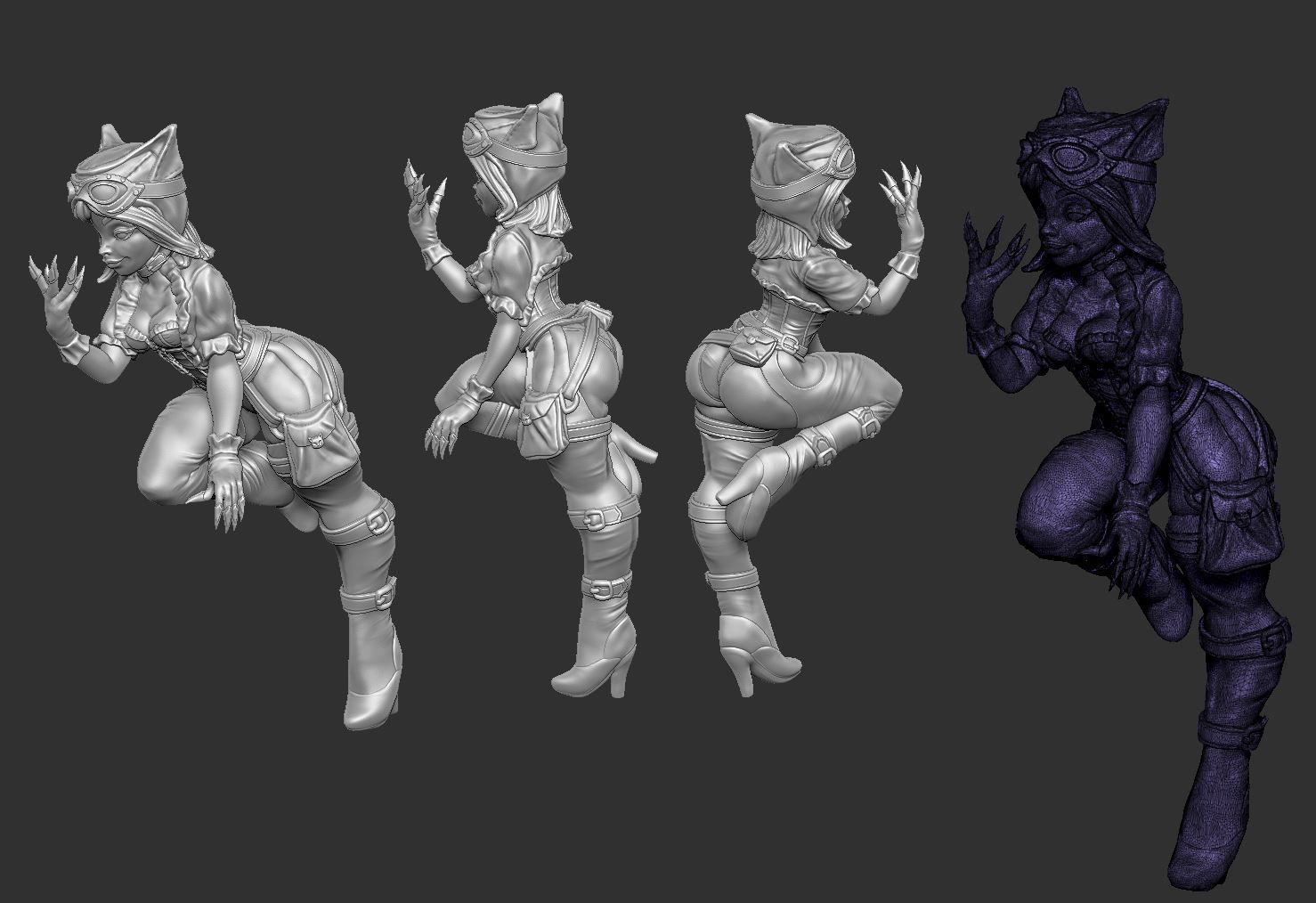 Catwoman Steampunk Pinup 3D print model_22