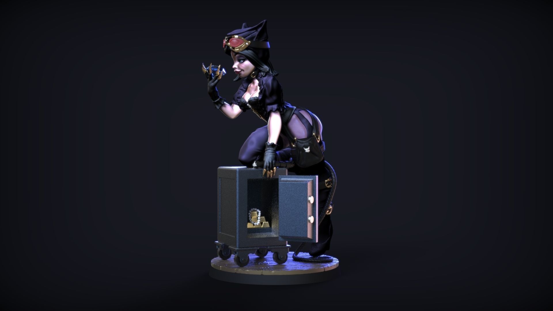 Catwoman Steampunk Pinup 3D print model_3