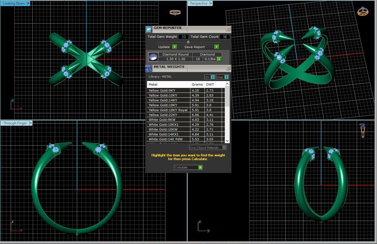 rings gold ring with diamonds and spikes 3D print model_6