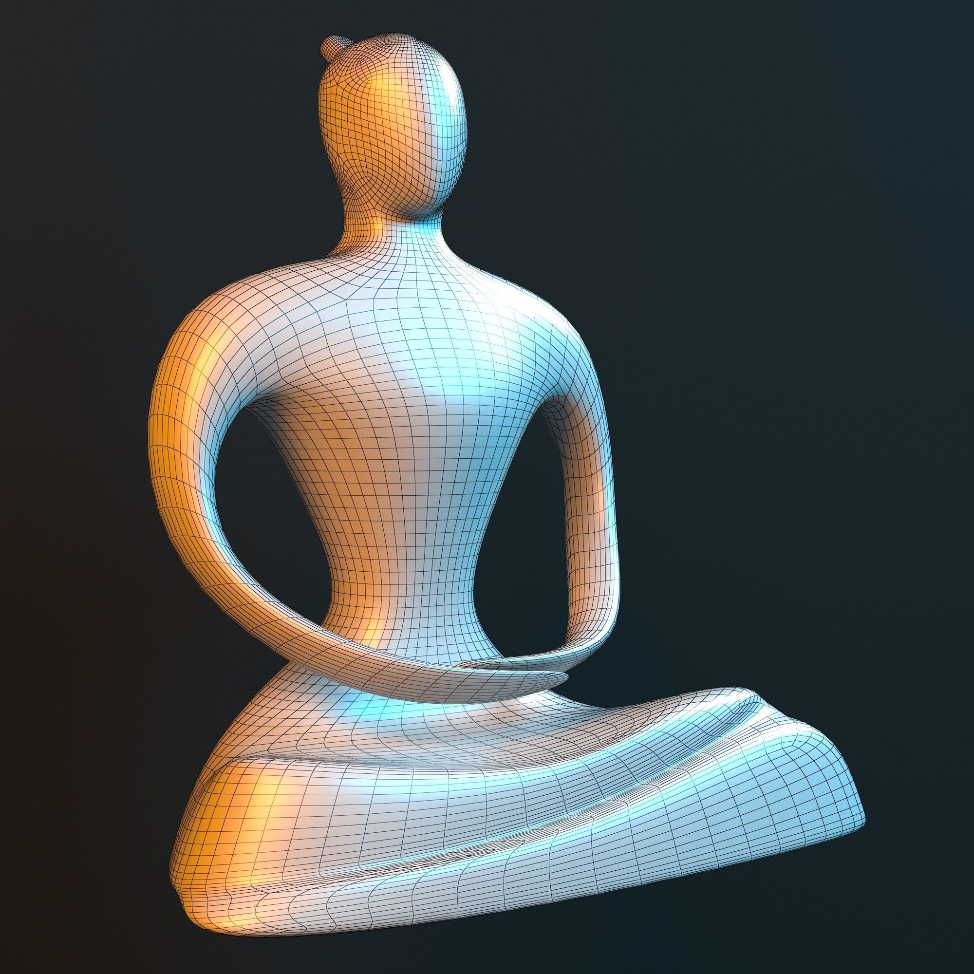 Statue of monk 3D model_6