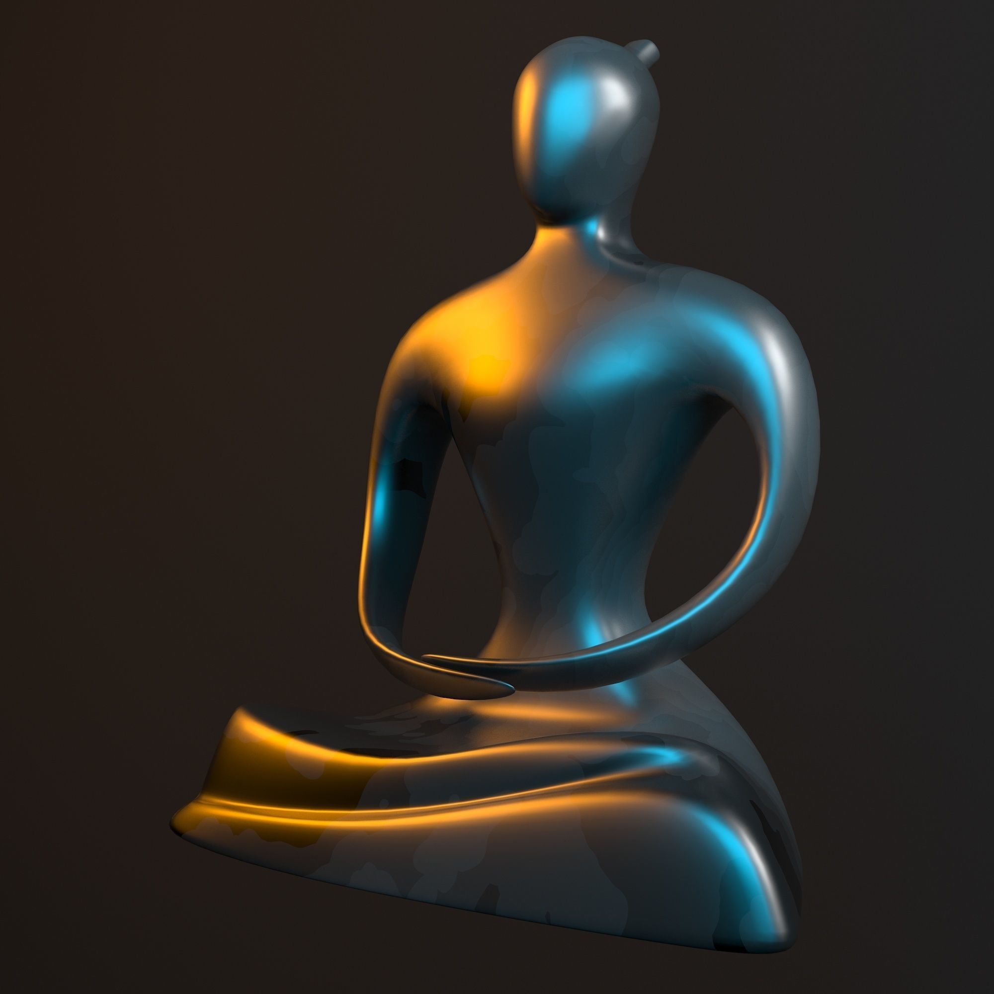 Statue of monk 3D model_3