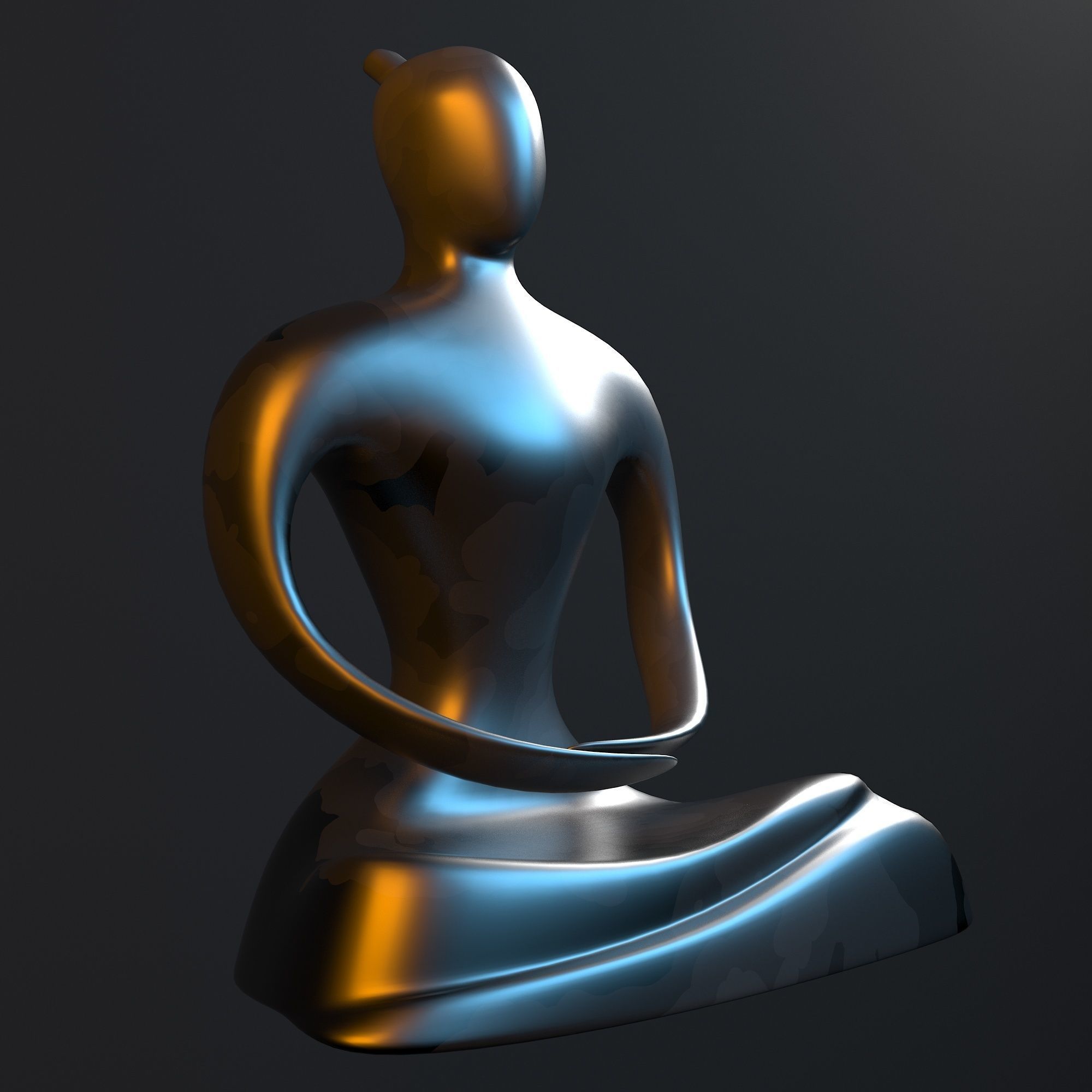 Statue of monk 3D model_2