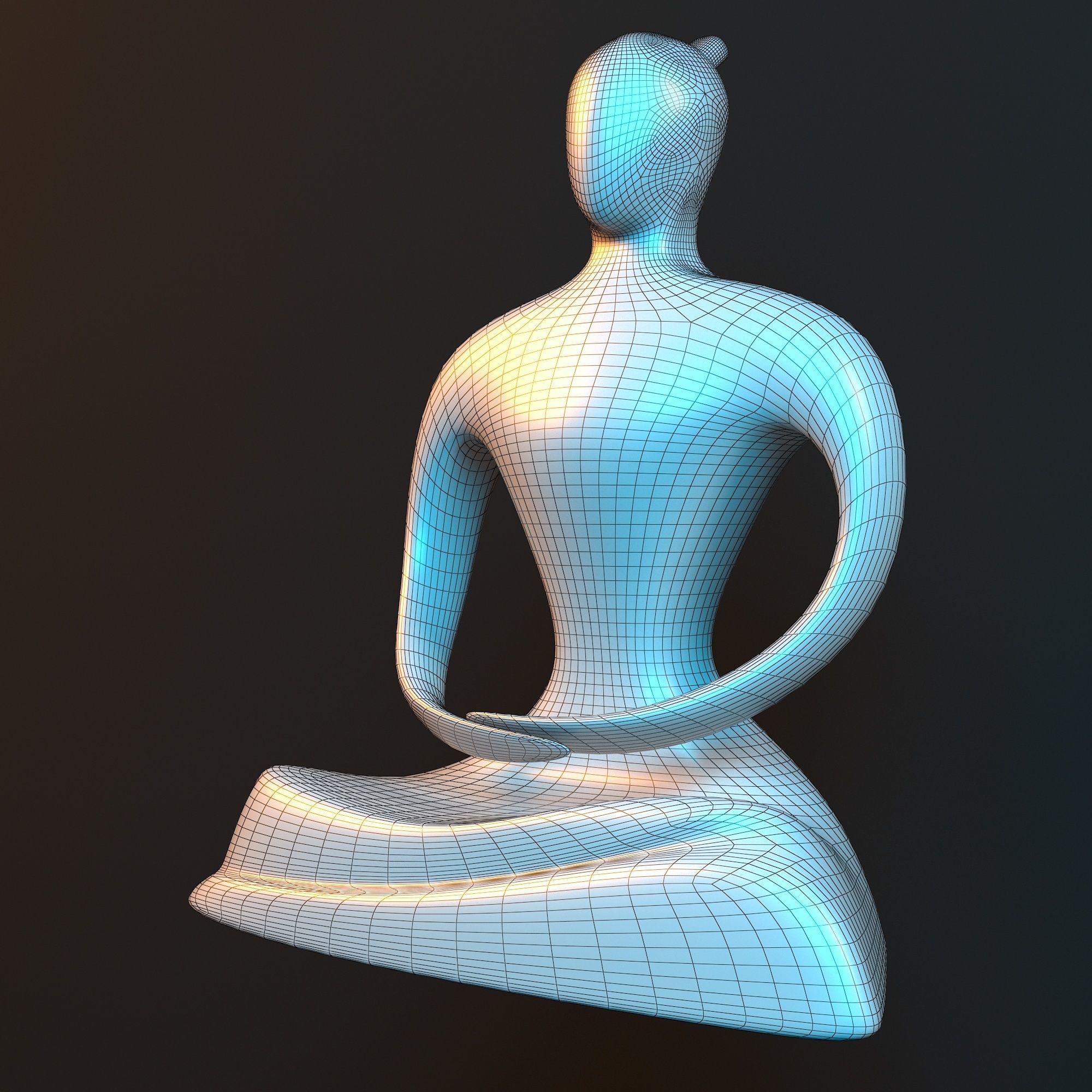 Statue of monk 3D model_5