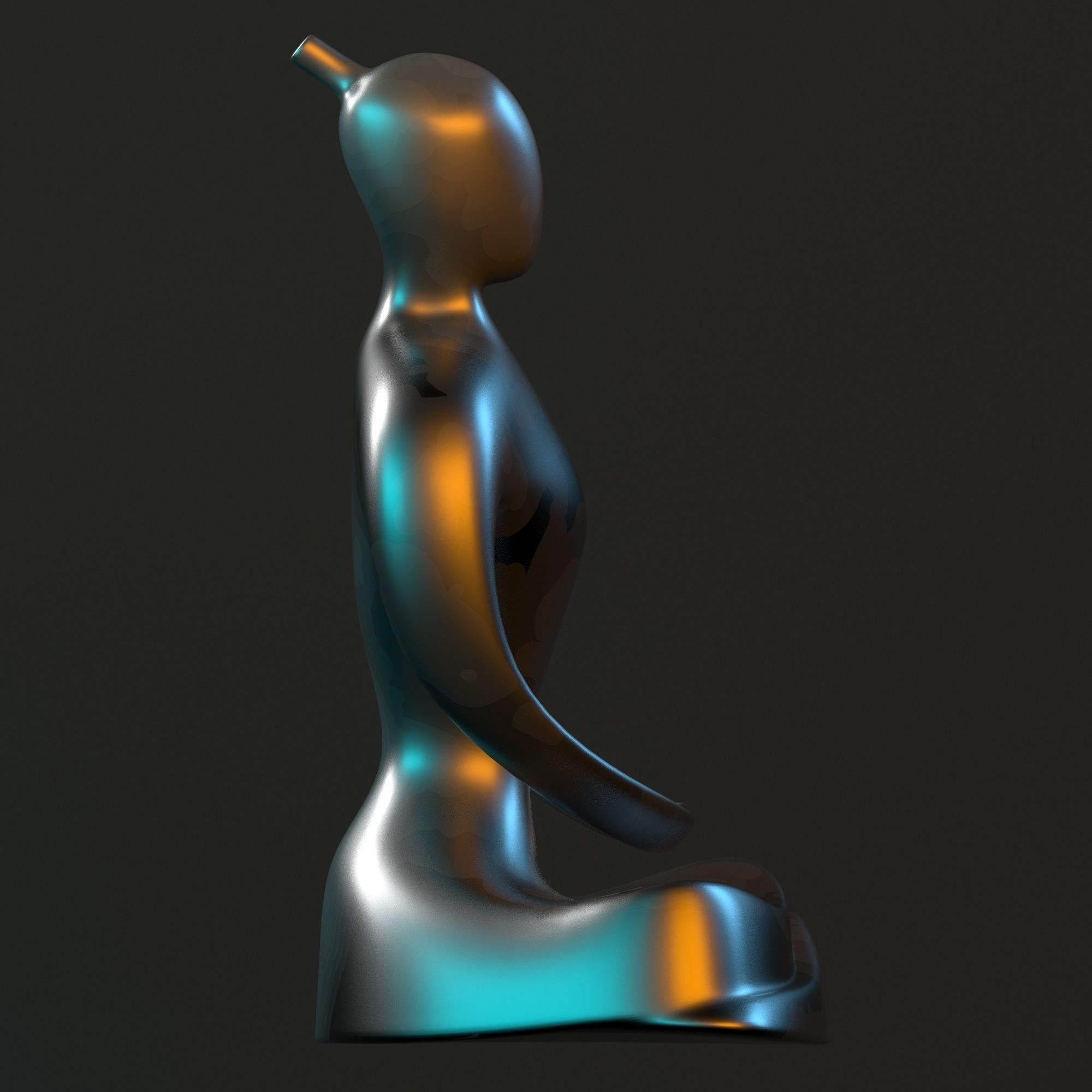 Statue of monk 3D model_1