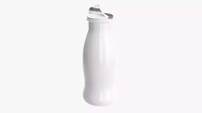 Small plastic yoghurt opened bottle mock up 3D model