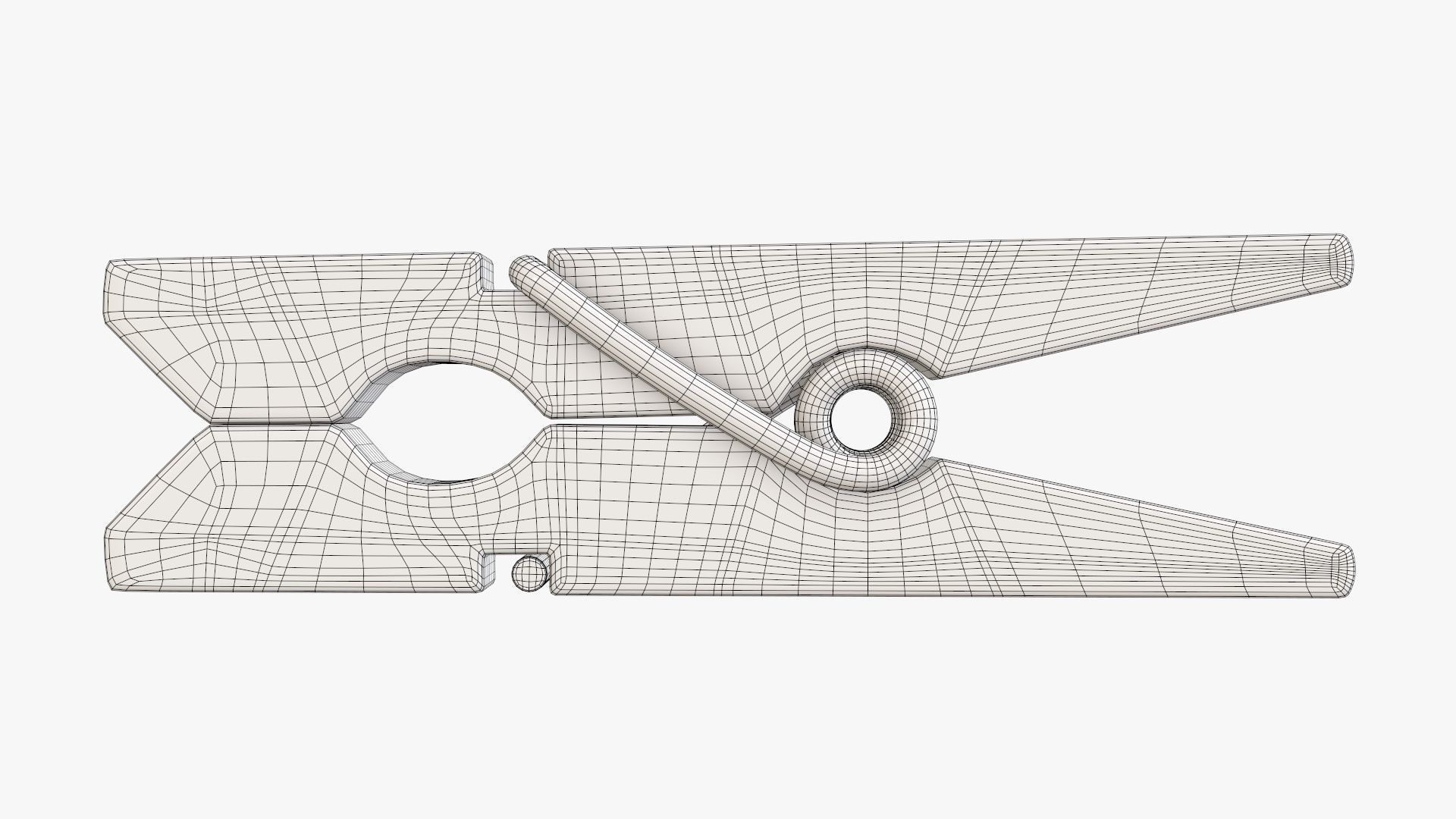 Clothespin wooden clothes peg 3D model_9
