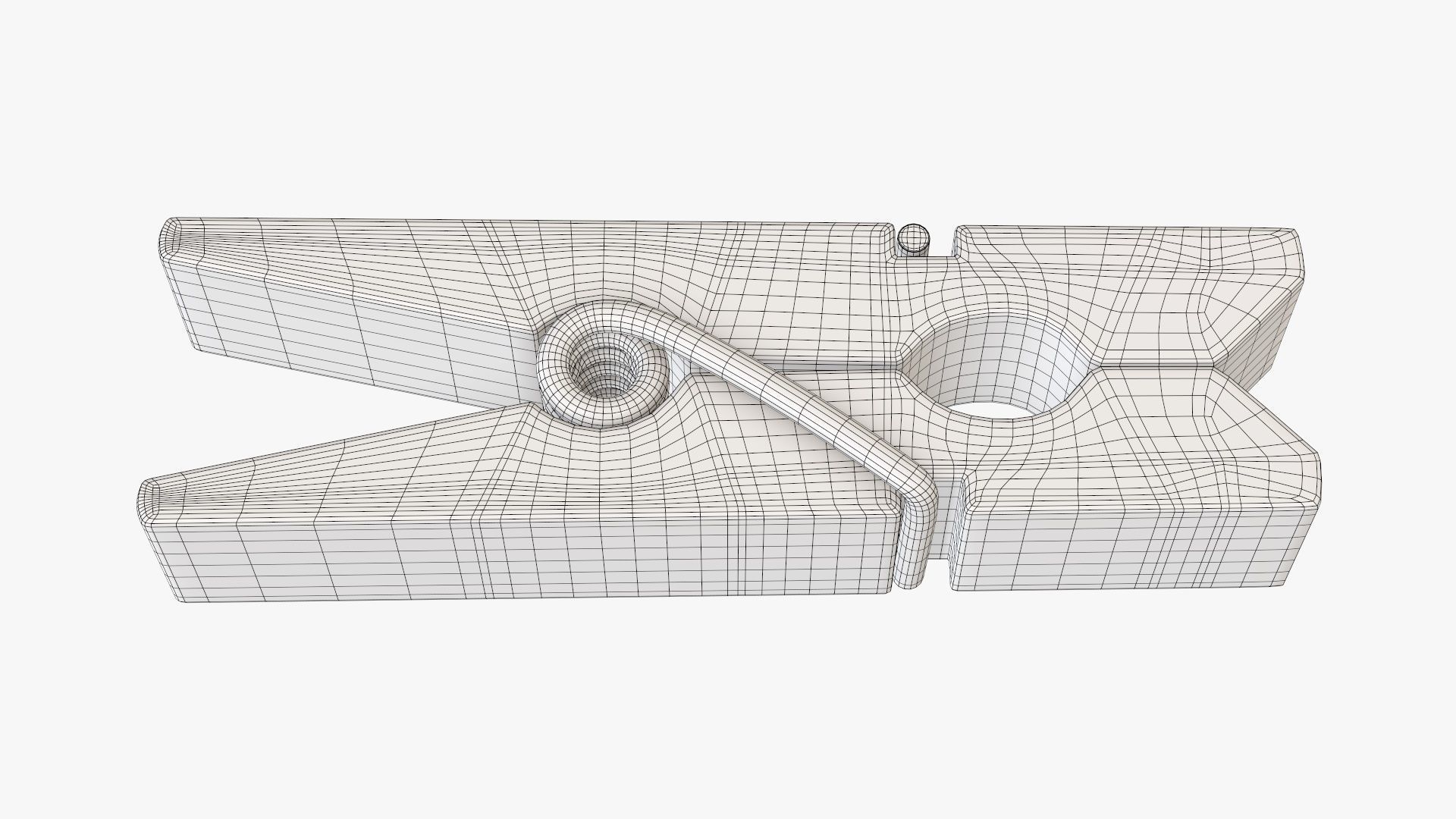 Clothespin wooden clothes peg 3D model_6