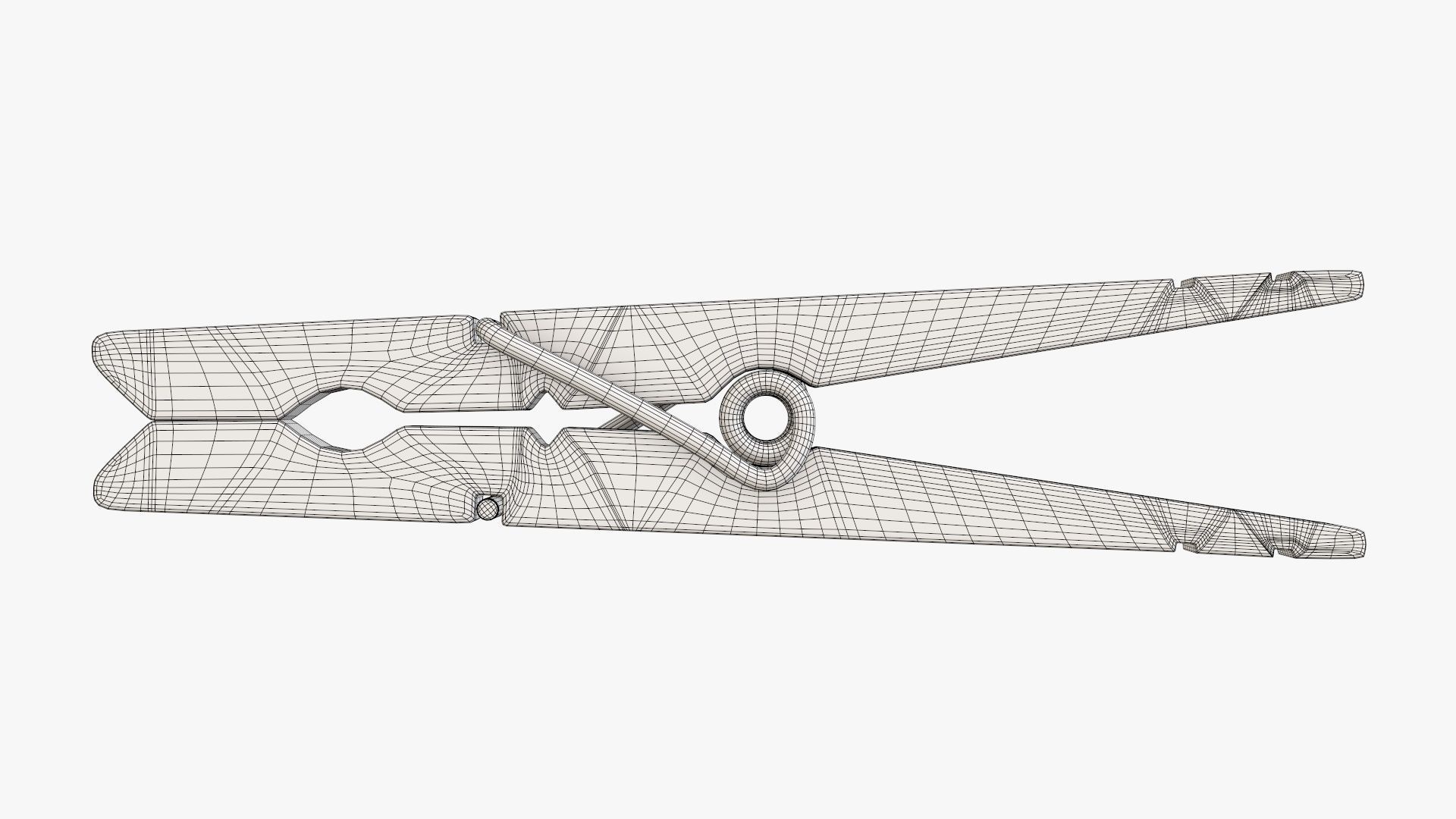 Clothespin wooden long clothes peg 3D model_9