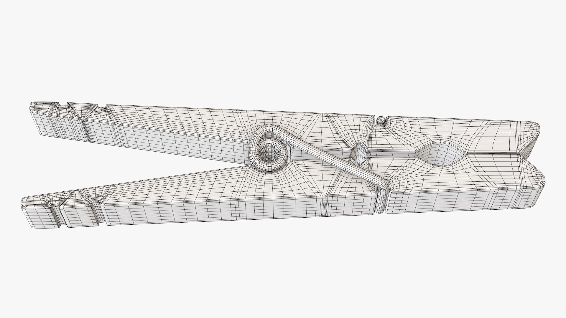 Clothespin wooden long clothes peg 3D model_6