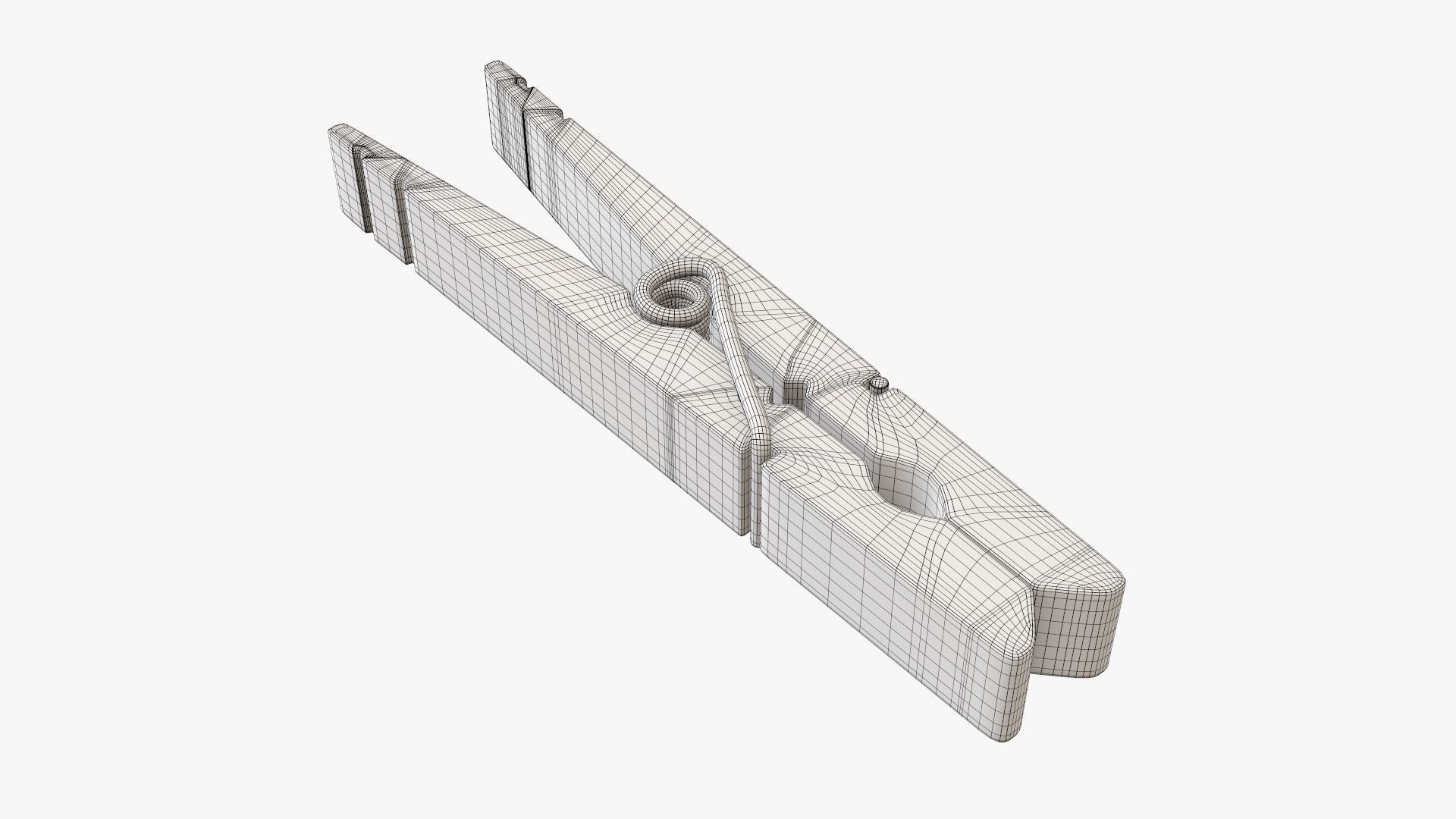 Clothespin wooden long clothes peg 3D model_5