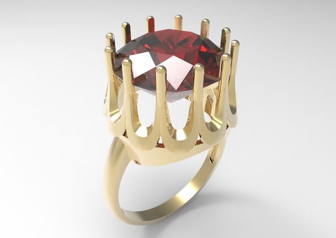 Ring Ruby in the crown STL 3D print model
