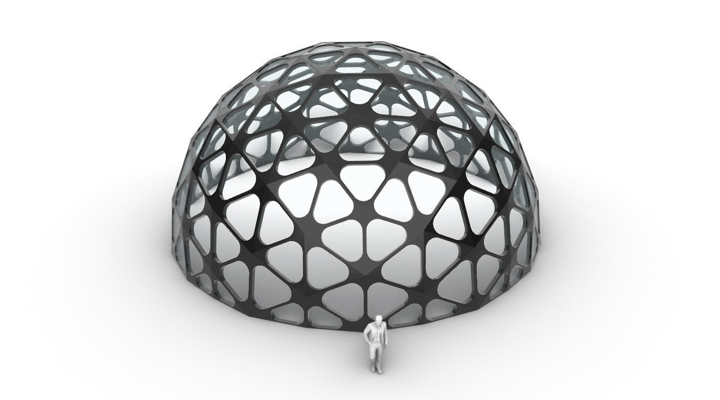 Geodesic Dome with Dynamic Perforations and glass panels 3D model_39