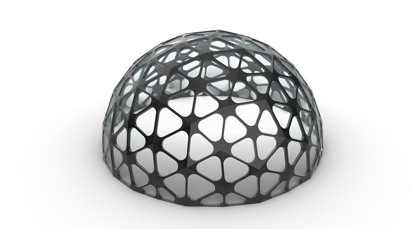 Geodesic Dome with Dynamic Perforations and glass panels 3D model_28