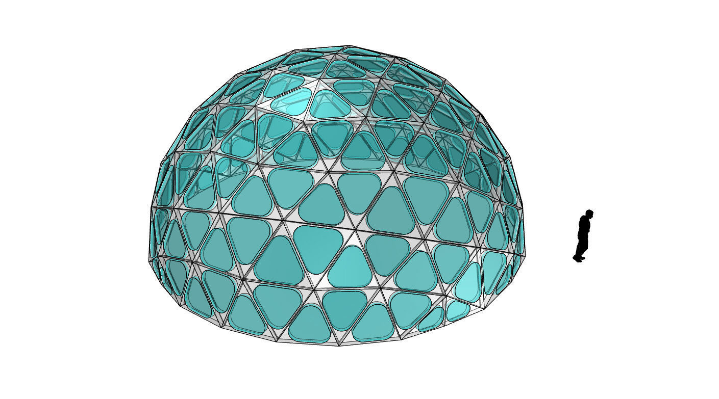 Geodesic Dome with Dynamic Perforations and glass panels 3D model_76