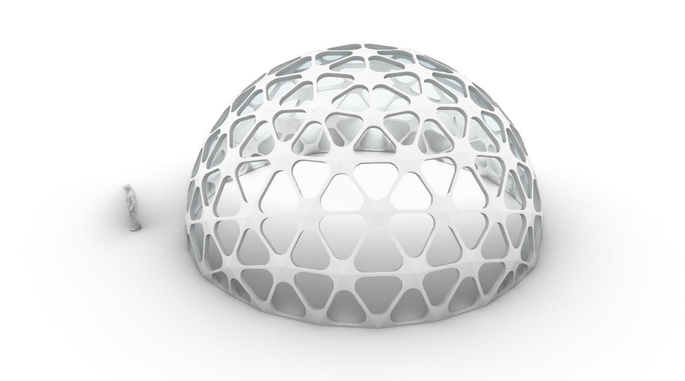 Geodesic Dome with Dynamic Perforations and glass panels 3D model_44