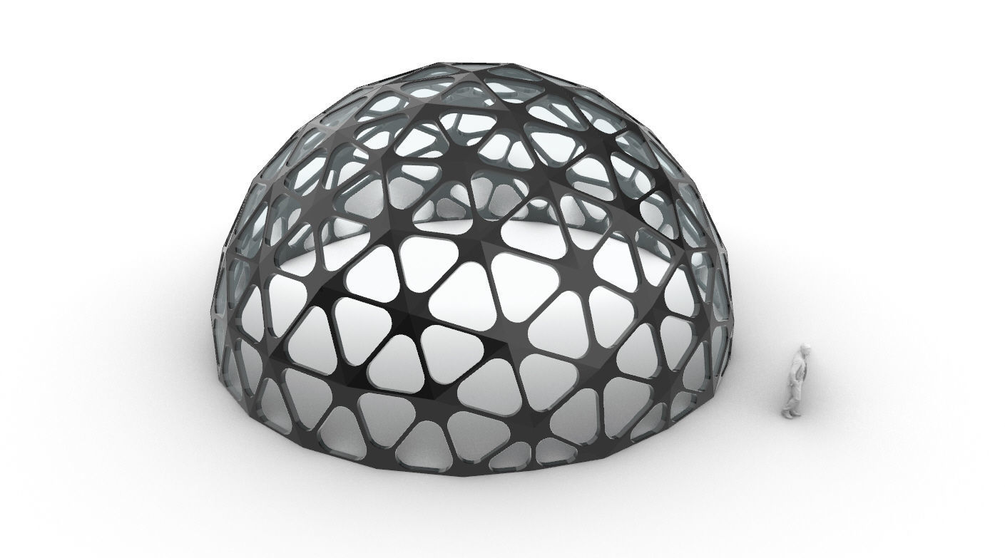 Geodesic Dome with Dynamic Perforations and glass panels 3D model_36