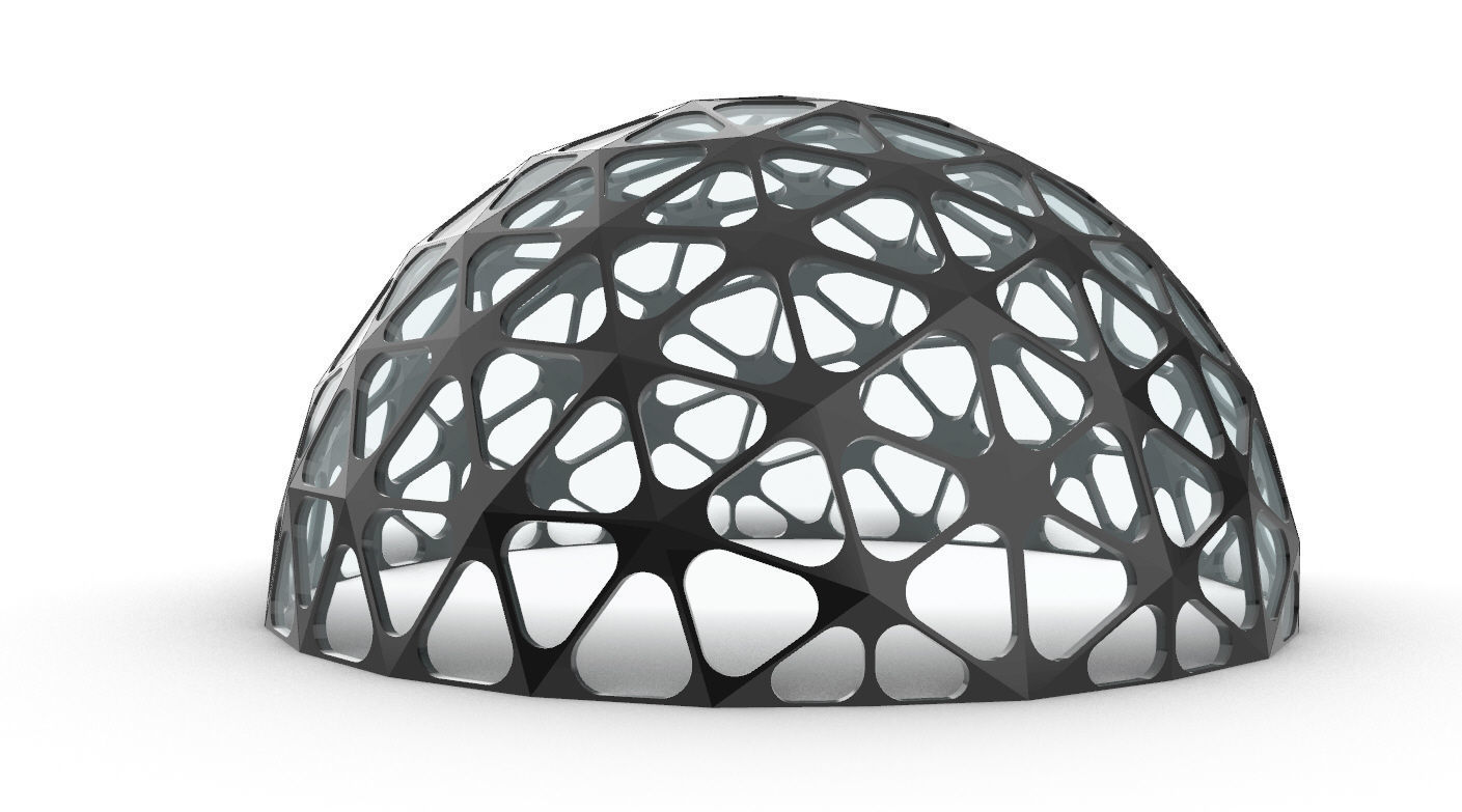 Geodesic Dome with Dynamic Perforations and glass panels 3D model_14