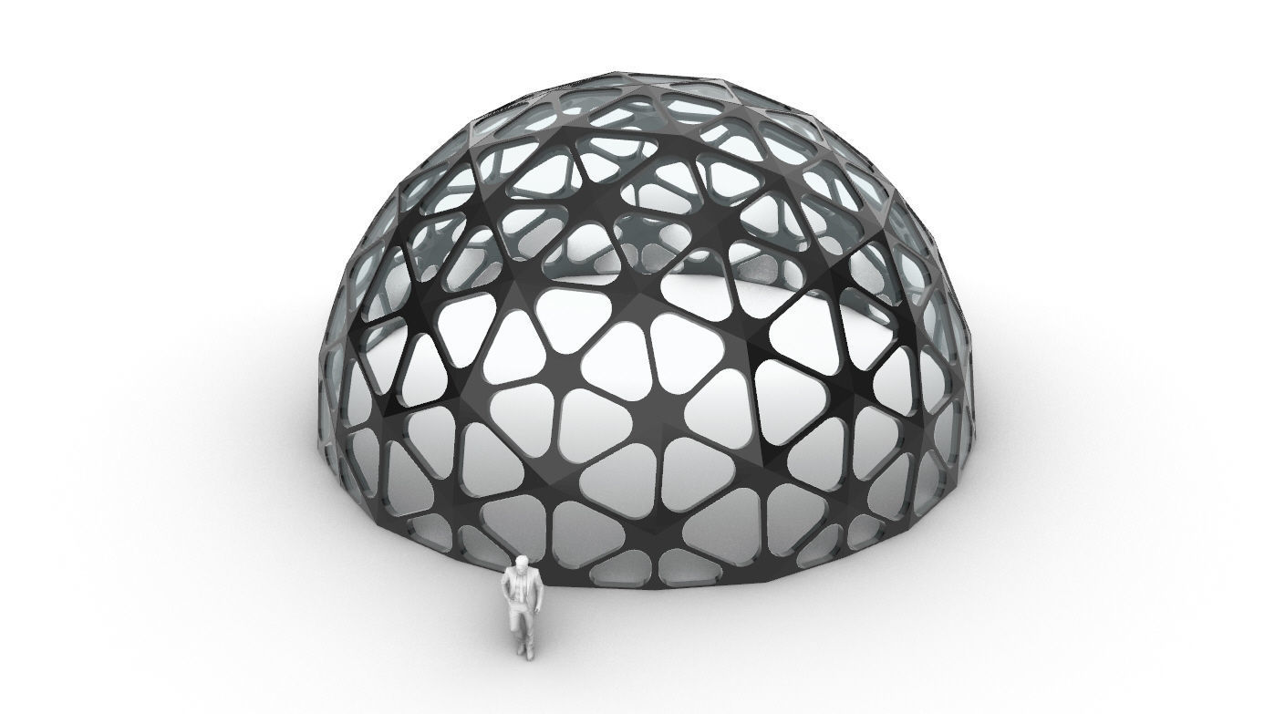 Geodesic Dome with Dynamic Perforations and glass panels 3D model_20