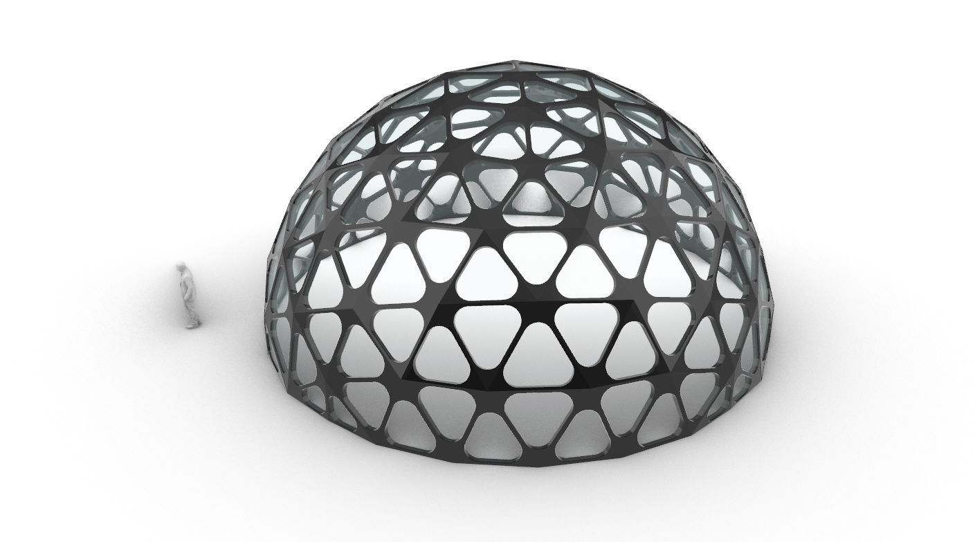 Geodesic Dome with Dynamic Perforations and glass panels 3D model_23