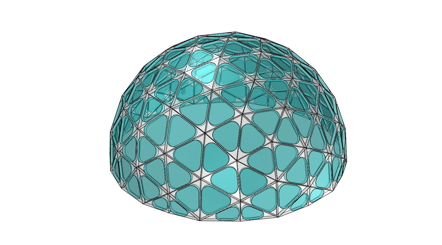 Geodesic Dome with Dynamic Perforations and glass panels 3D model_68