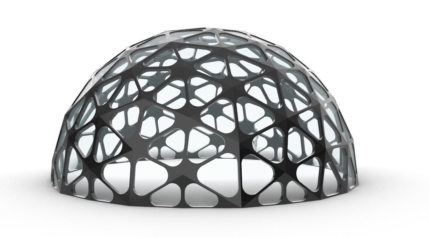 Geodesic Dome with Dynamic Perforations and glass panels 3D model_6