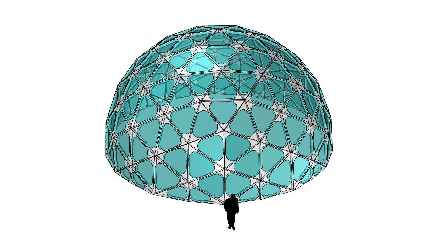 Geodesic Dome with Dynamic Perforations and glass panels 3D model_79