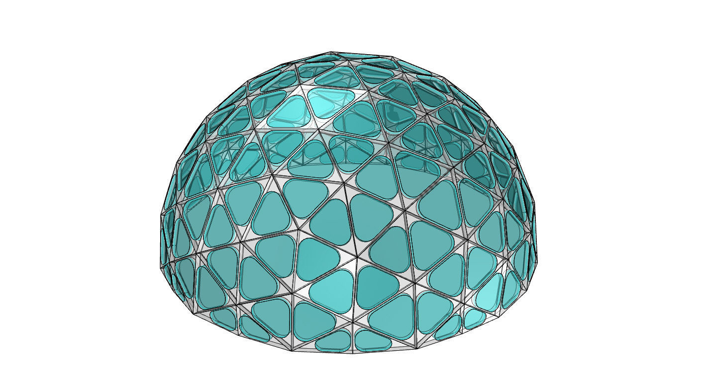 Geodesic Dome with Dynamic Perforations and glass panels 3D model_70
