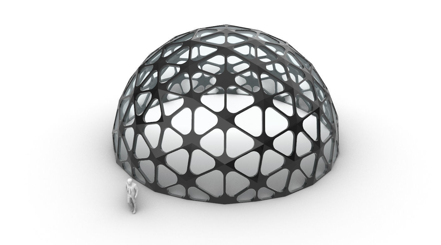 Geodesic Dome with Dynamic Perforations and glass panels 3D model_22