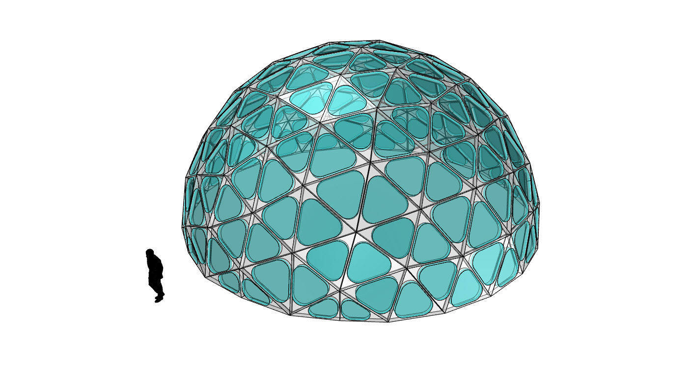 Geodesic Dome with Dynamic Perforations and glass panels 3D model_63