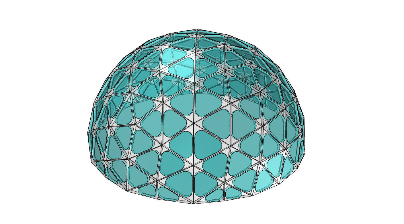 Geodesic Dome with Dynamic Perforations and glass panels 3D model_71