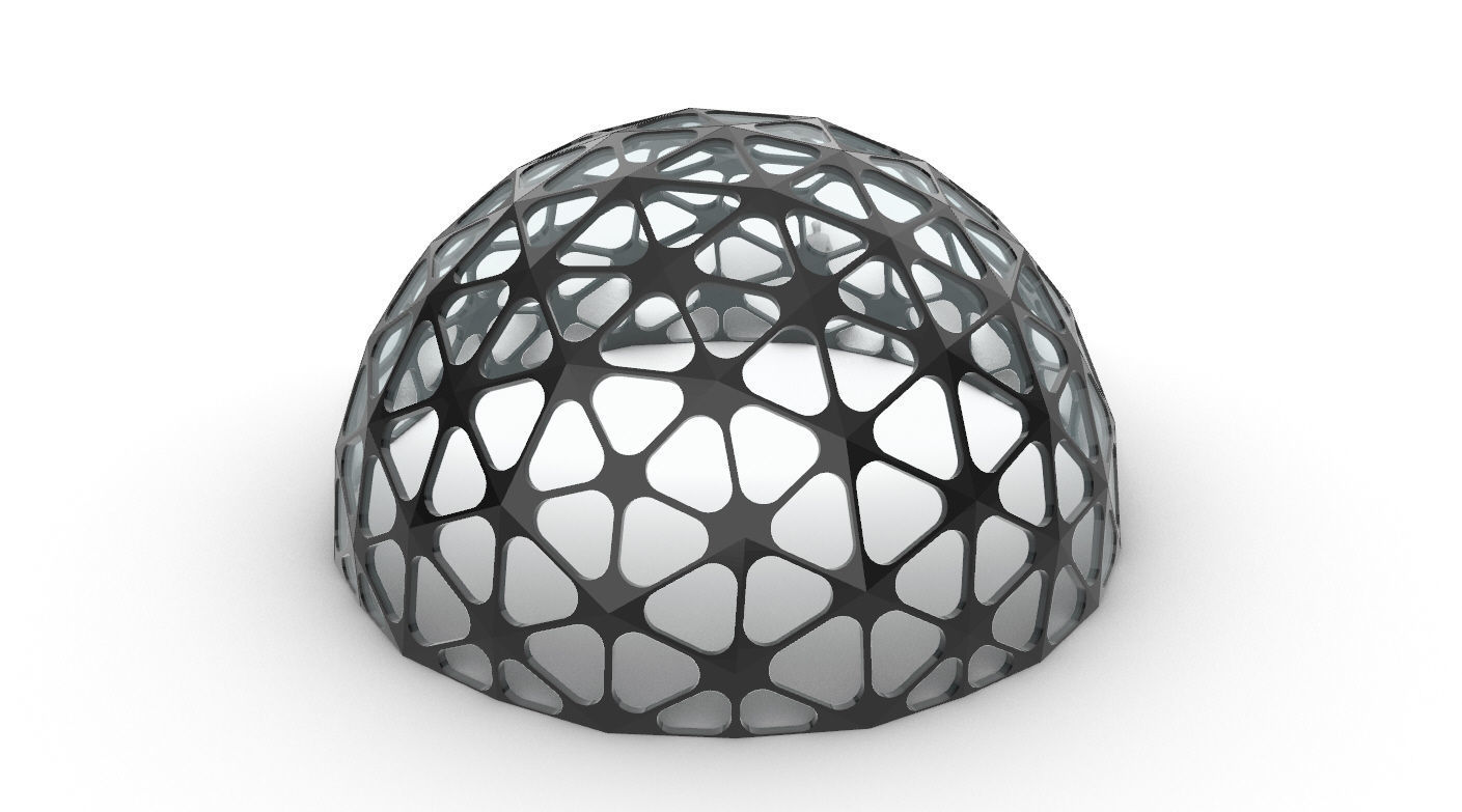 Geodesic Dome with Dynamic Perforations and glass panels 3D model_30