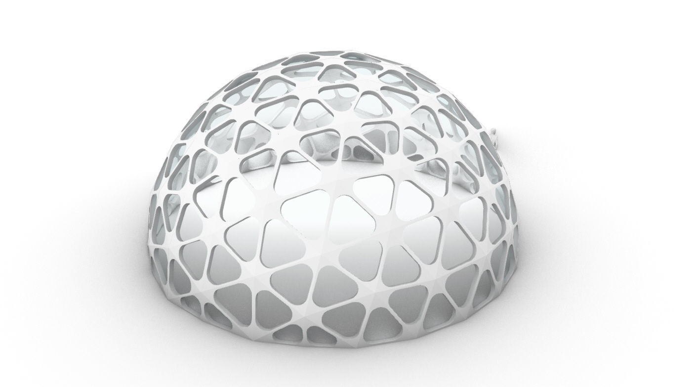 Geodesic Dome with Dynamic Perforations and glass panels 3D model_53