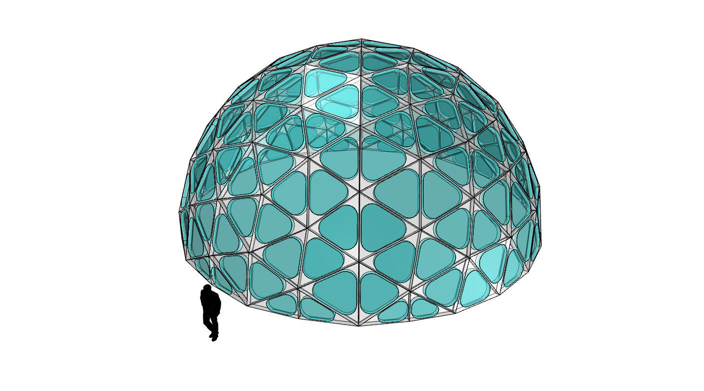Geodesic Dome with Dynamic Perforations and glass panels 3D model_59