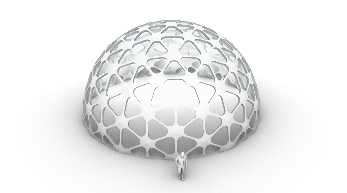 Geodesic Dome with Dynamic Perforations and glass panels 3D model_60