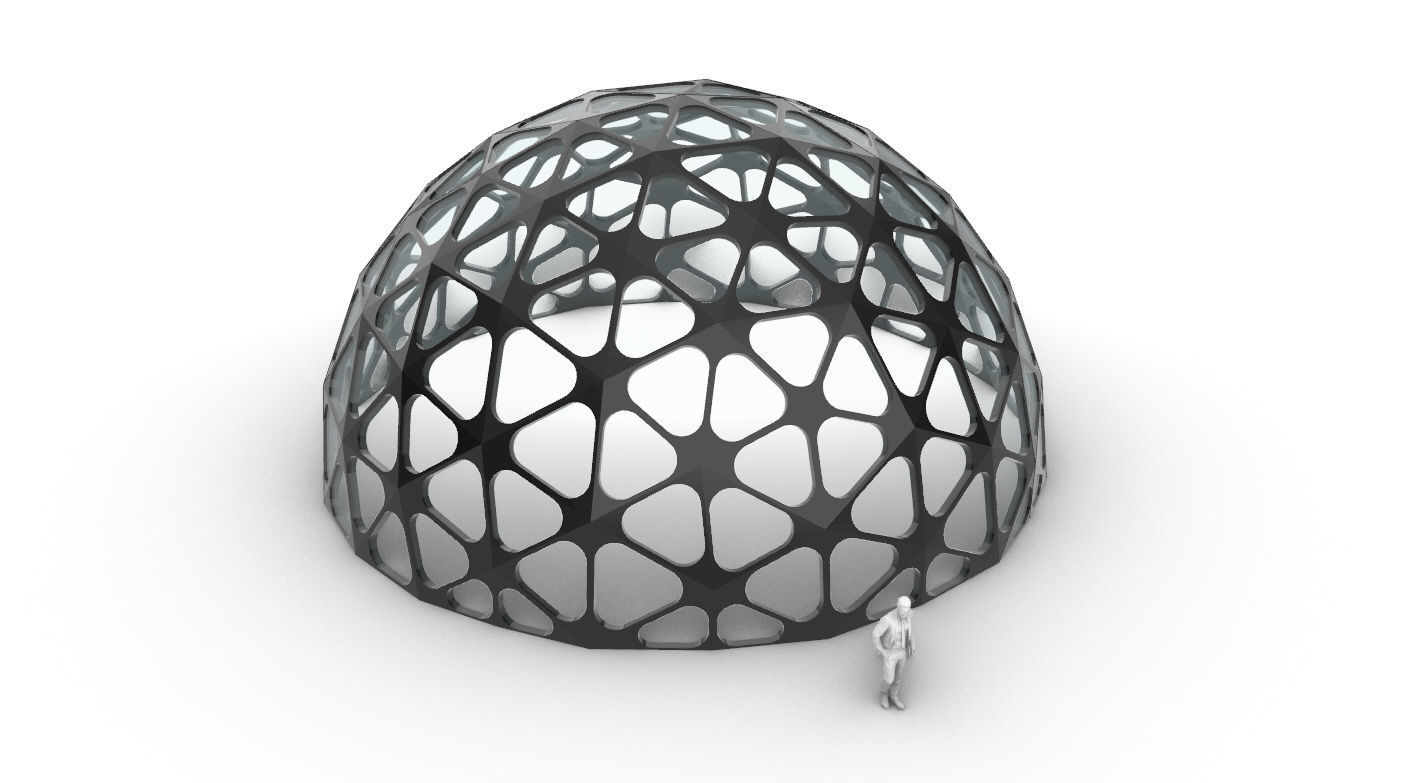 Geodesic Dome with Dynamic Perforations and glass panels 3D model_38