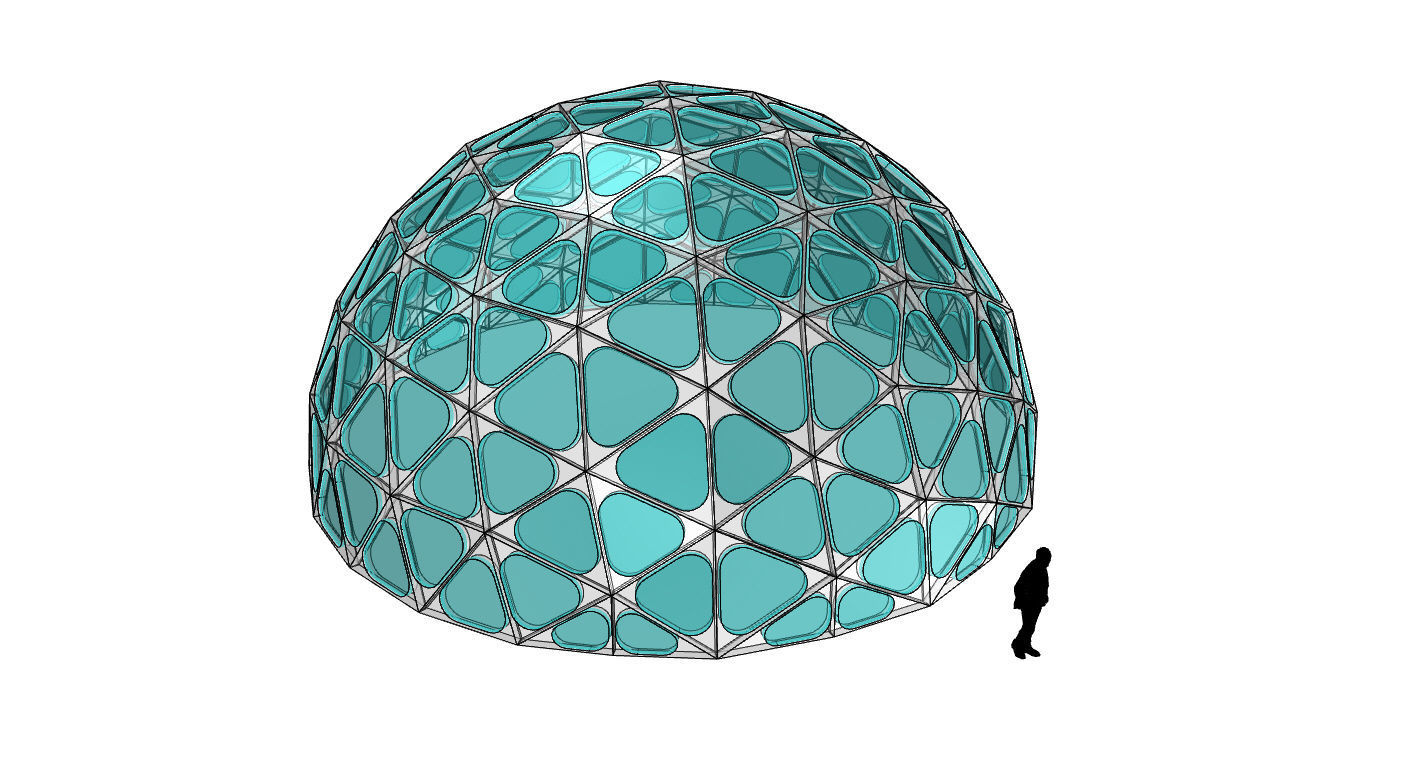 Geodesic Dome with Dynamic Perforations and glass panels 3D model_75