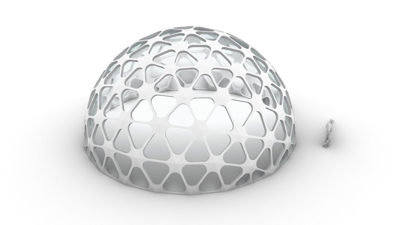 Geodesic Dome with Dynamic Perforations and glass panels 3D model_55